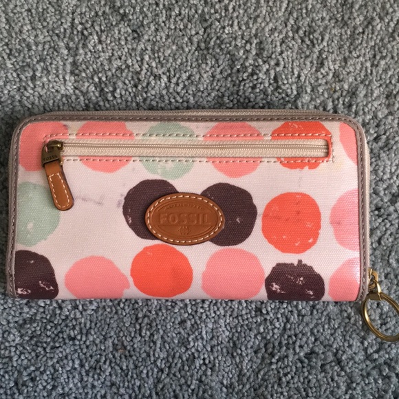 Fossil Zip Around Coated Canvas Large Wallet - Picture 1 of 5